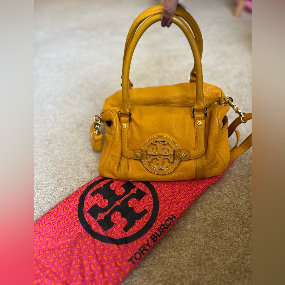 Tory Burch Mustard Yellow Leather Crossbody Bag